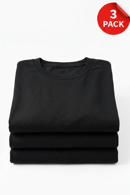 Men's 100% Cotton Short Sleeve T-Shirt 3-Pack – Black