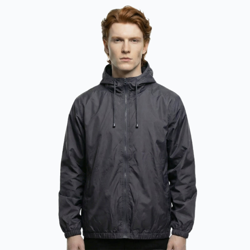 Zip-Up Windbreaker Jacket with Hood