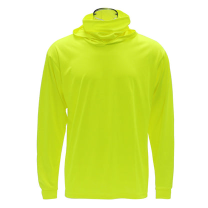 Long Sleeve Hooded Work Shirt with Built-In Face Mask – Sun Protection Unisex Workwear