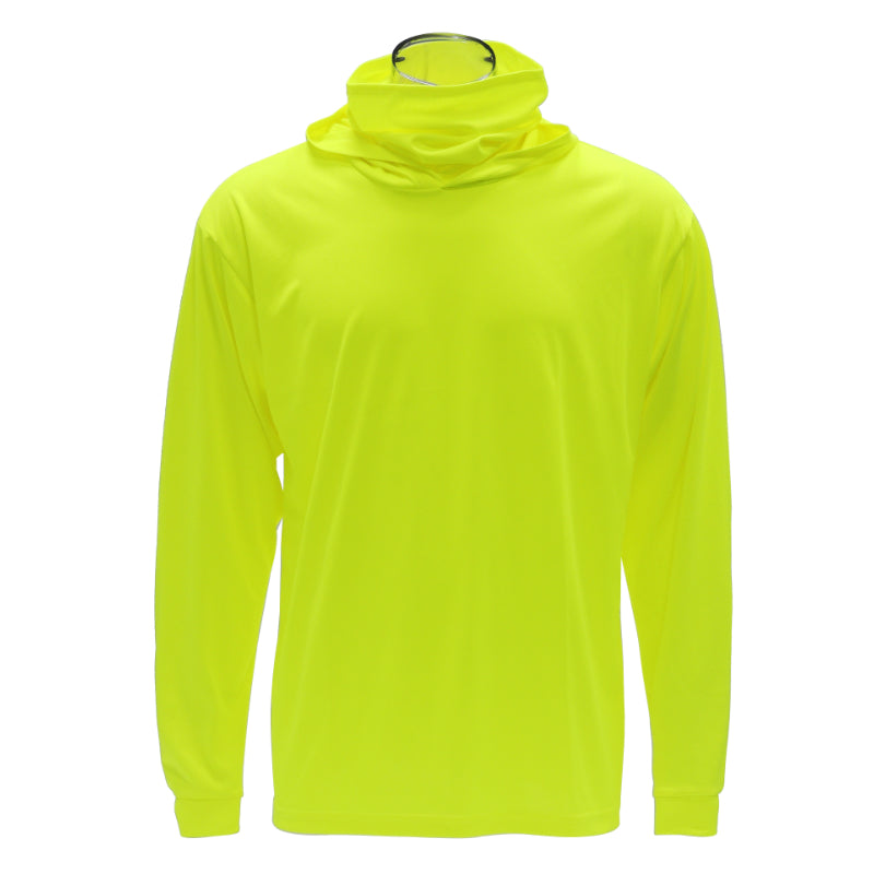 Long Sleeve Hooded Work Shirt with Built-In Face Mask – Sun Protection Unisex Workwear