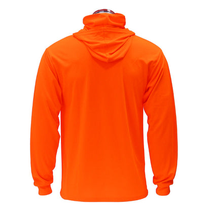 Long Sleeve Hooded Work Shirt with Built-In Face Mask – Sun Protection Unisex Workwear