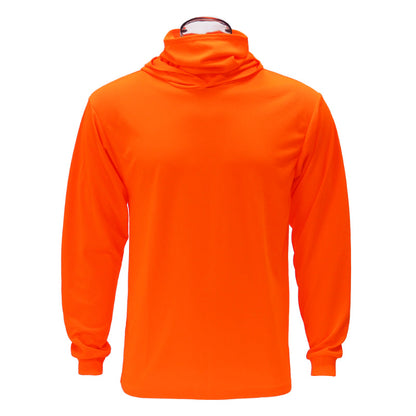 Long Sleeve Hooded Work Shirt with Built-In Face Mask – Sun Protection Unisex Workwear