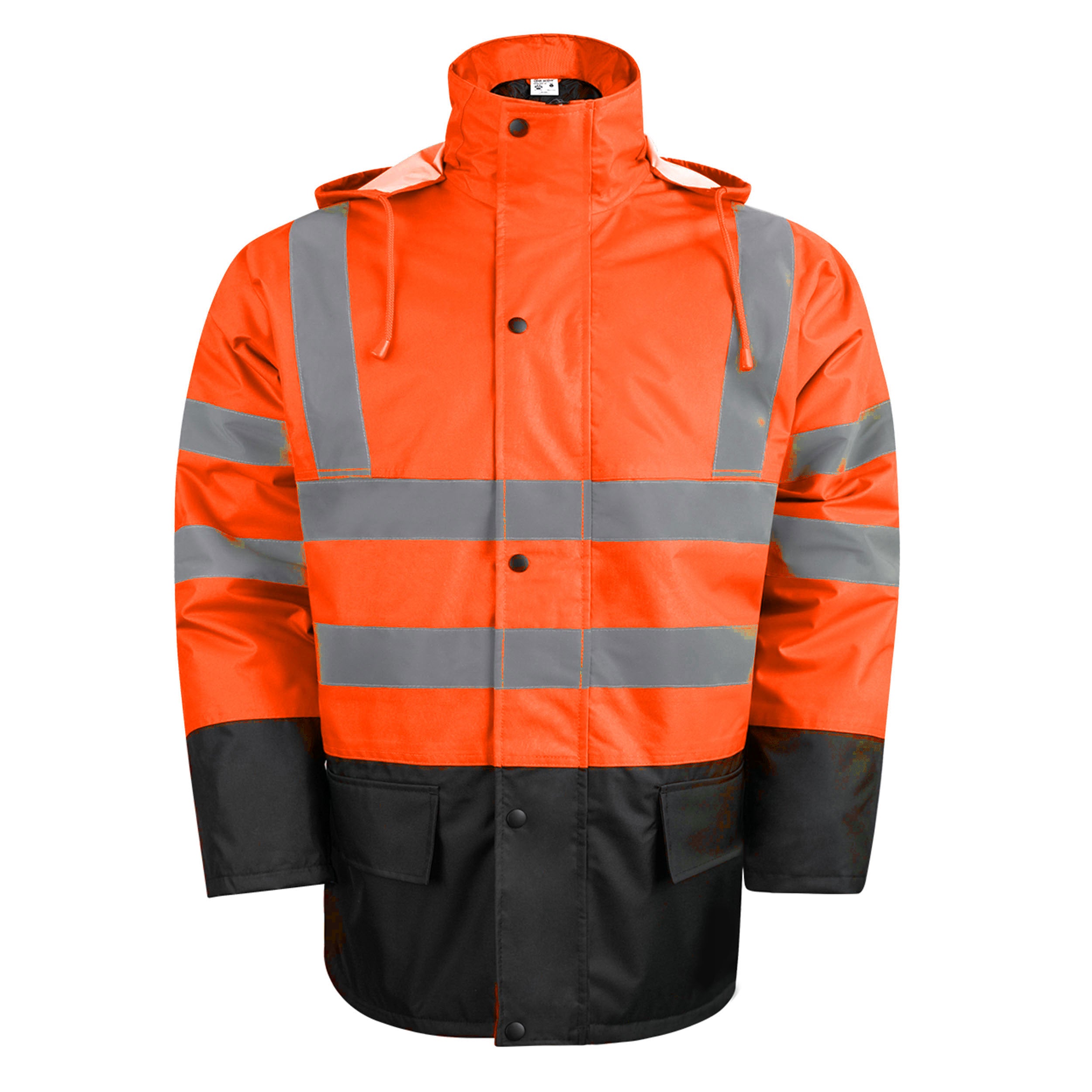 Reflective Parka Jacket with Hood and Front Pockets