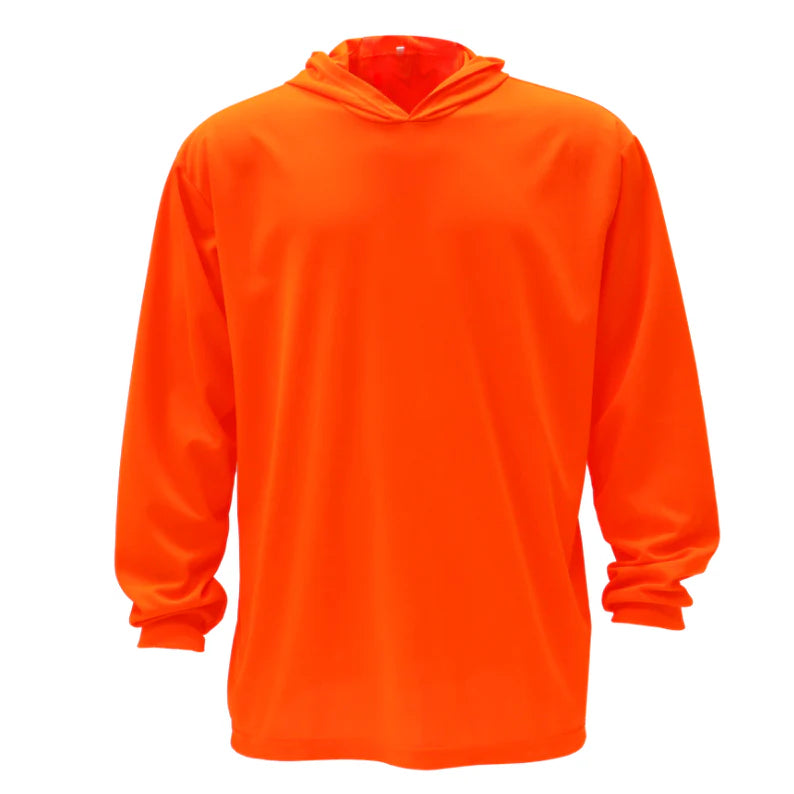 Hooded Hi-Vis Long Sleeve Shirt – Lightweight Mesh Polyester